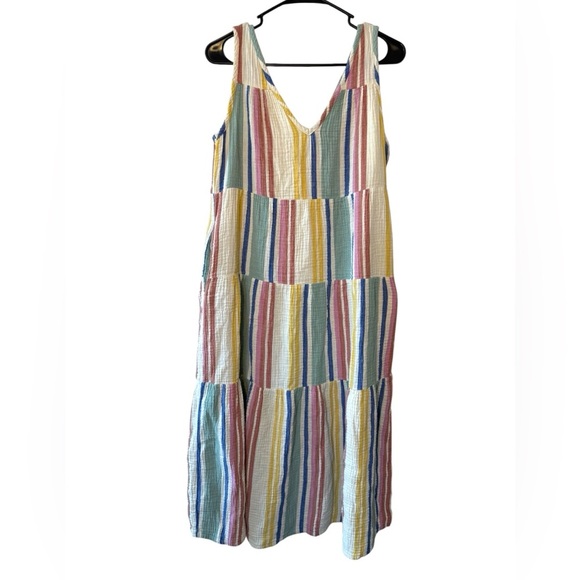 Marine Layer Corinne Maxi Dress in Multicolor Stripe Womens Size Medium - Picture 1 of 8